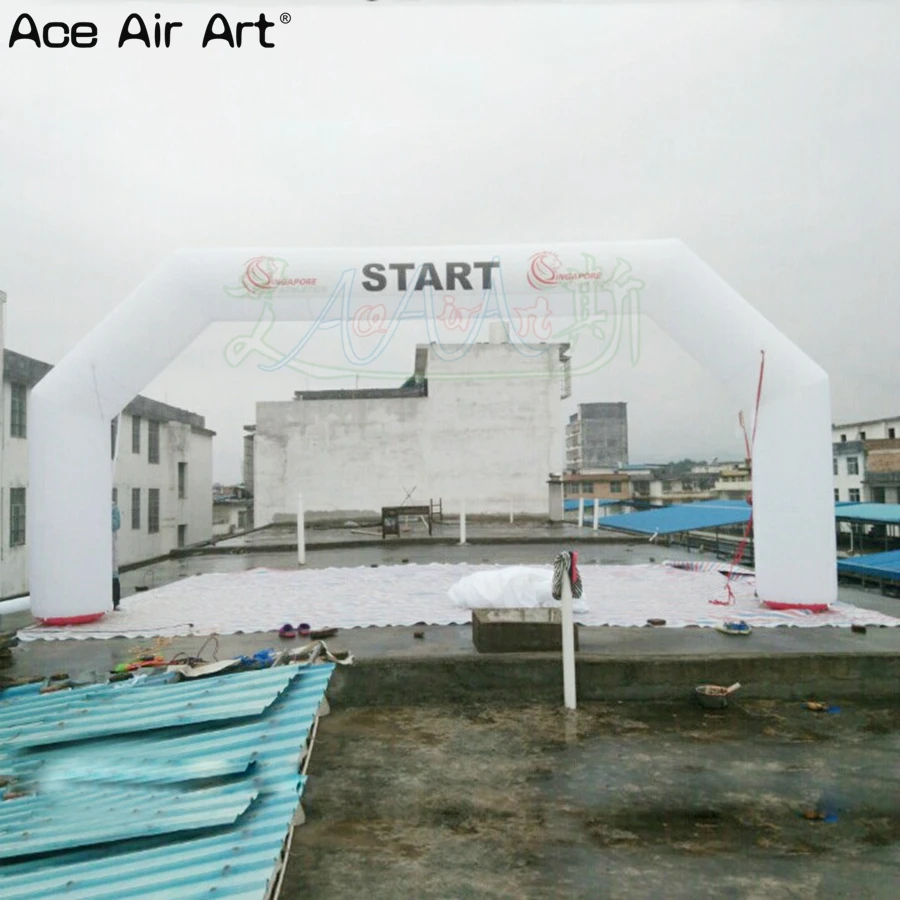 Full White Inflatable Archway Start Finish Line Arch Sports Event Gate with Cutting Printing for Athletic Ceremory