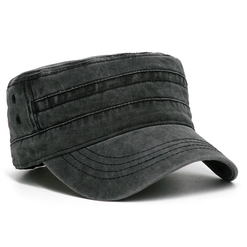 Washed Denim Black Cap For Men Cotton Flat Hat Outdoor Casual Dad Hats Adjustable Women Baseball Caps Male Dropshipping