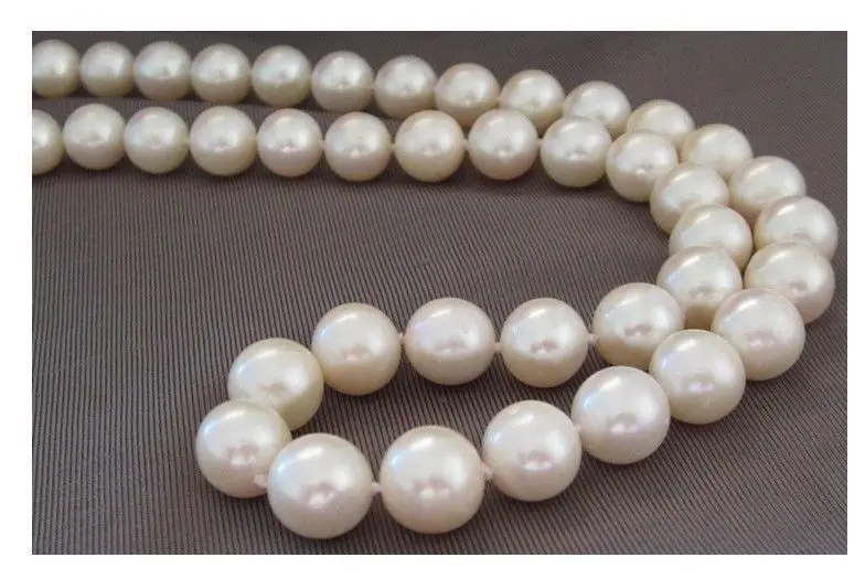 SHIPPING14K Clasp 9-10mm natural AAAA south sea white pearl necklace 18INCH