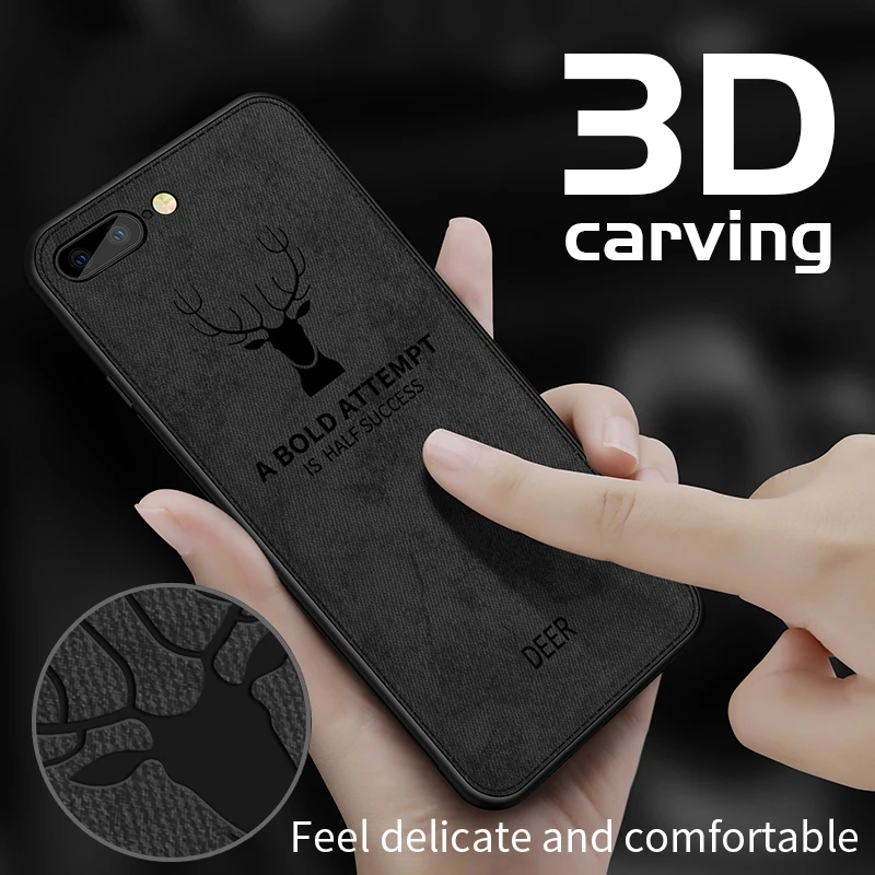 Deer 3D Print Vintage Fabric Case For iPhone 7 8 Plus 8Plus SE 2020 2022 Cloth Texture Canvas Back Cover Anti sweat