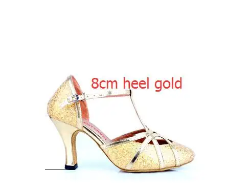 Closed Toe 5cm 8cm Heel Women\'s Silver Gold Shoe High Heeled Latin Ballroom Tango Dance Shoe