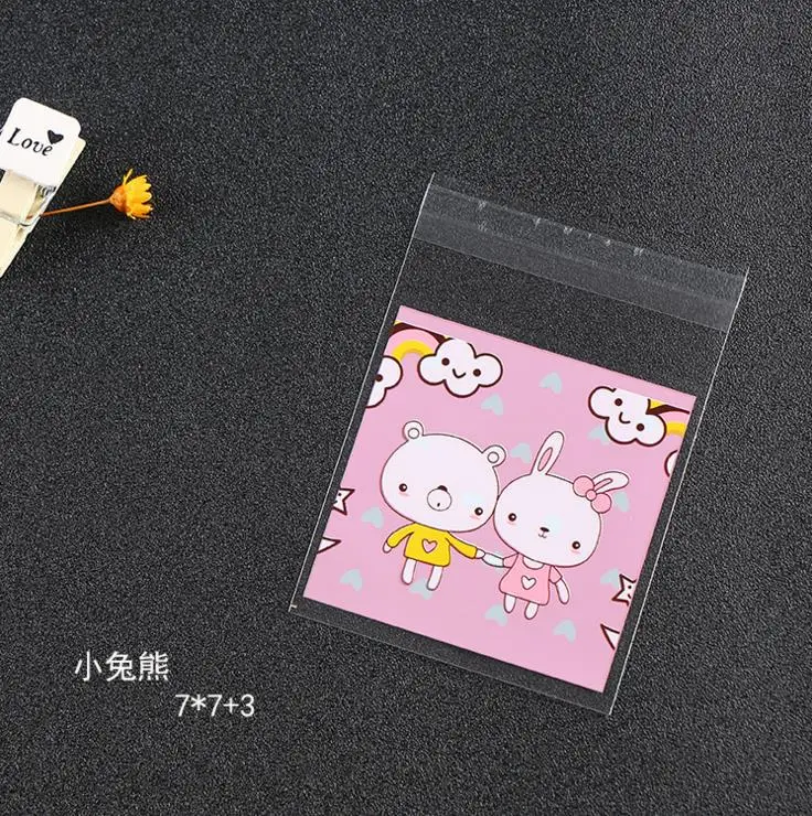 7*7cm cute mini cookie bags 100pcs Wedding Candy Bags Baby Party Supplies Decoration Mini Dessert Bags