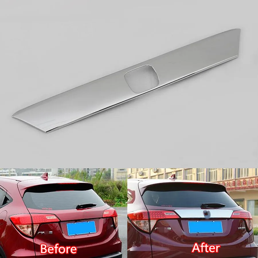 

Накладка на заднюю дверь багажника YAQUICKA, подходит для Honda Vezel 2014, 2015 г., декоративный стиль, лента с блестками, автомобильные Чехлы, молдинги, ABS