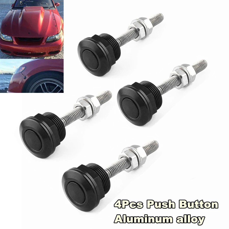 

4Pcs 22mm Aluminum Push Button Bonnet Hood Pin Lock Clip Kit Car Quick Release Bumper Latch Universal