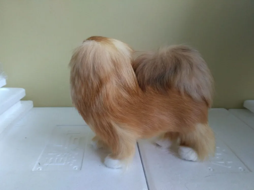 simulation pekingese dog furs model large 19x8x16cm polyethylene&furs handicraft home decoration gift a2226