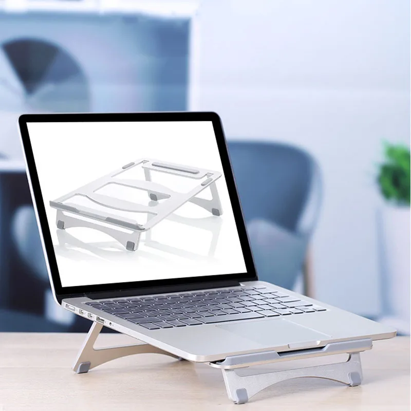 Portable Folding Laptop Stand Aluminum Lapdesk Notebook Cooling Stand Angle Adjustable Holder for Macbook Air Pro 11-15.6 Inch