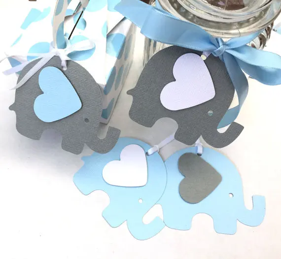 

custom color Elephant Baby Shower gift Favor Tags Wedding Birthday Baptism Christening Party Favors Wish Tree insert cards