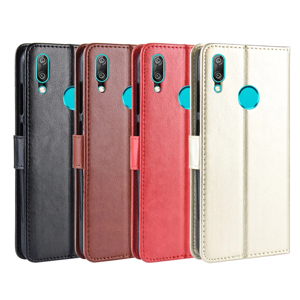 New For Huawei Y7 2019 Case Y7 Prime 2019 Retro Wallet Flip Style Glossy PU Leather Phone Cover For Huawei Y7 Prime 2019 DUB-LX3