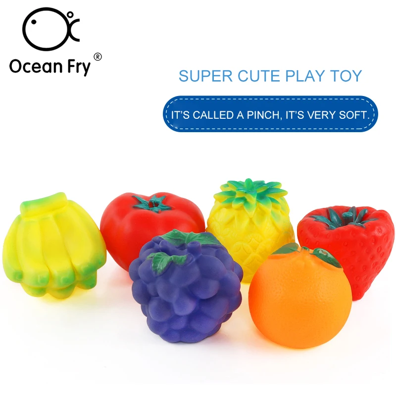 6Pcs/Set Baby Bath Toys Fruit Shape Beach Multi Sensory Tactile Pinch Training Bath Floating Toy Children Kids Gift Dropshipping