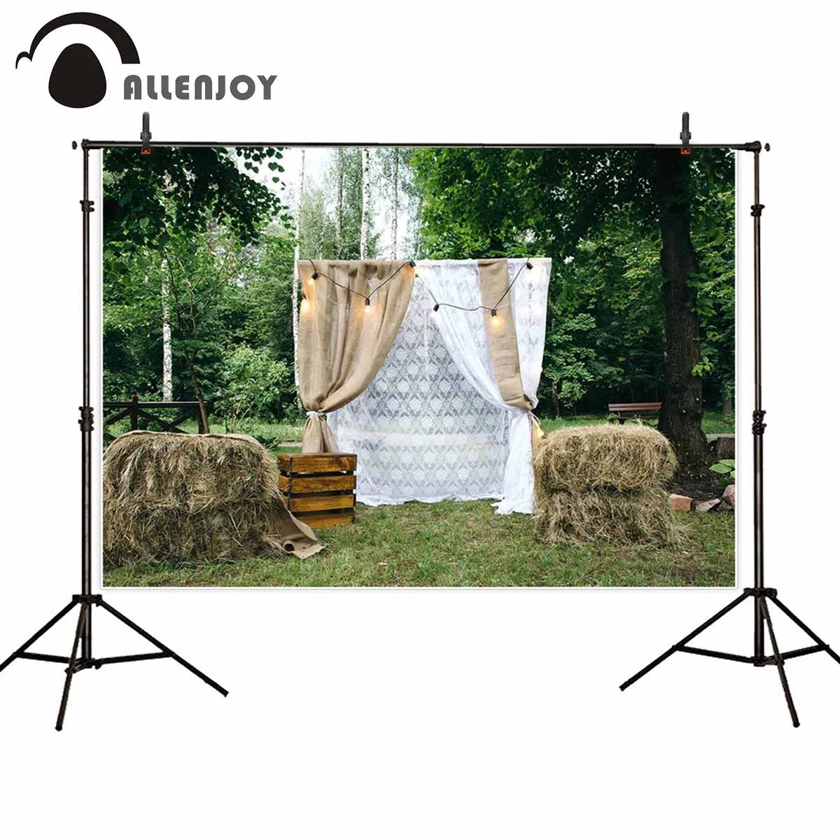 Allenjoy professional photography background wedding arch Damask decoration rustic style haystack backdrop photocall fotografia