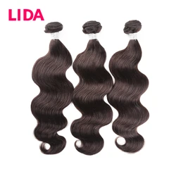 LIDA-extensiones de cabello humano chino ondulado para mujer, cabello humano no Remy, 3 mechones, oferta de cabello Natural