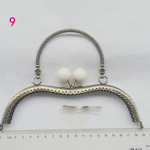 vintage metal purse frame with colorful ball buckle carved pattern handle women female bag clasp hardware accessories 10pcs/lot