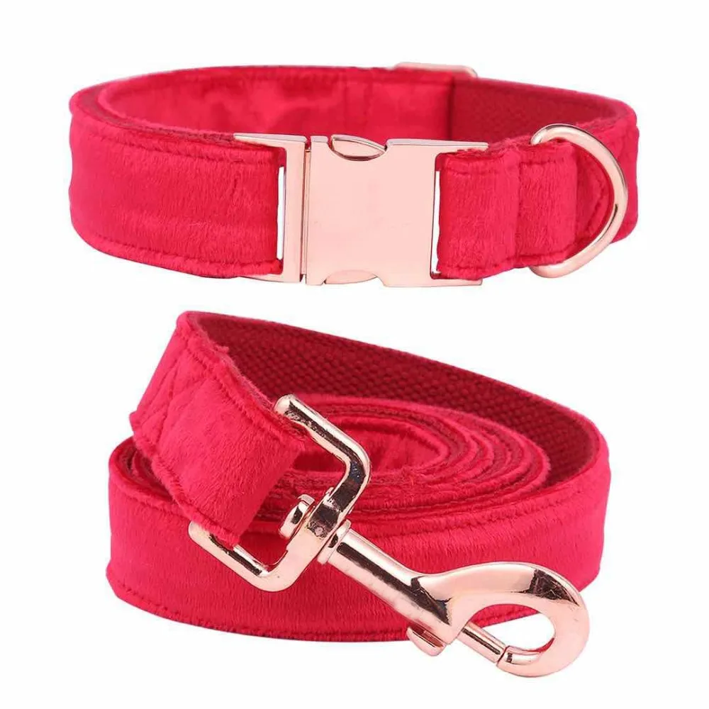 Unique Style Paws Velvet Dog Collar and Leash Christmas  Soft & Comfy Gift for Small or Large Dog