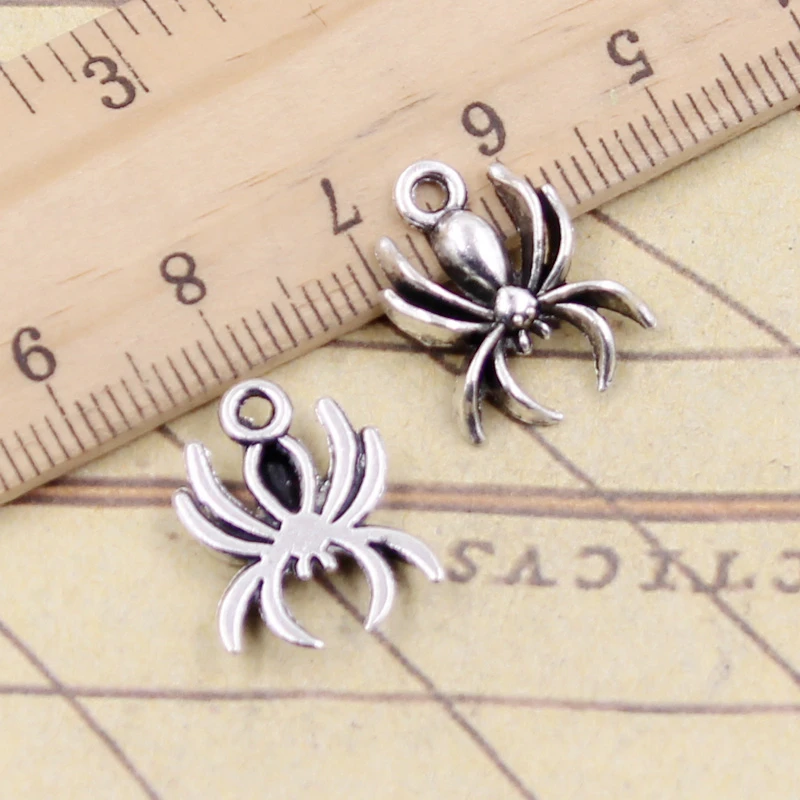 

20pcs Charms Spider Halloween 17x14mm Tibetan Bronze Silver Color Pendants Antique Jewelry Making DIY Handmade Craft