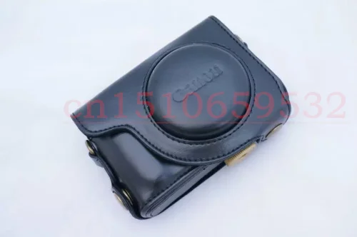 キヤノンs100s110 s120用ショルダーストラップ付きpuレザーカメラケースバッグ