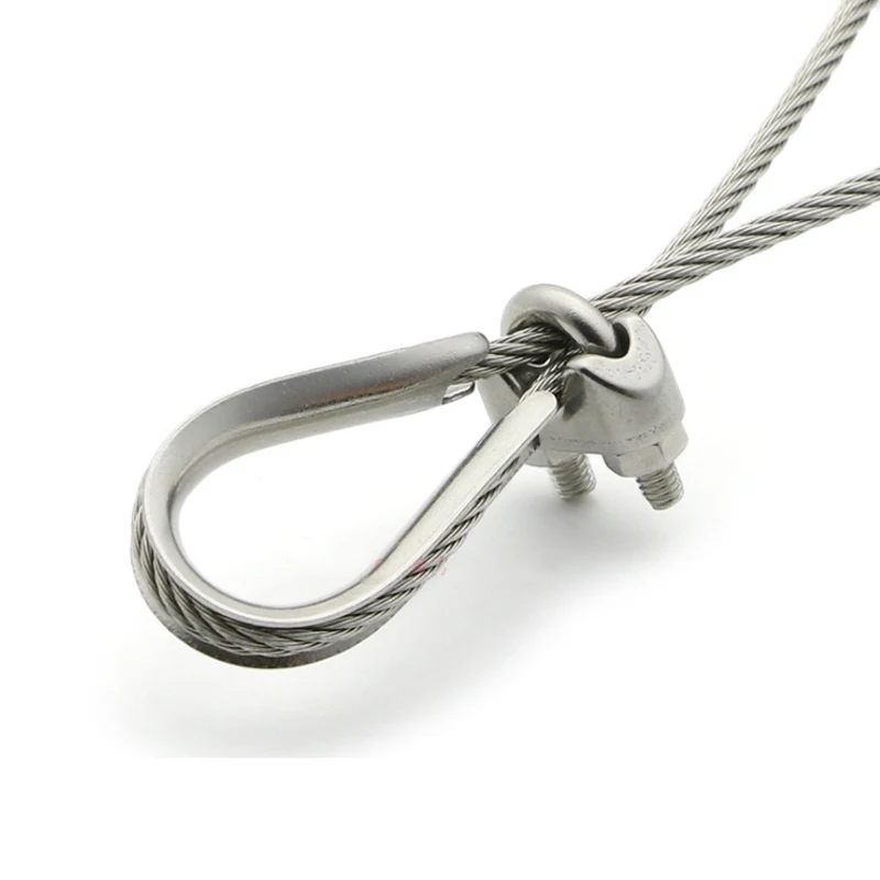 Anneau de protection de câble métallique en acier inoxydable 304, attaches de gréement, cosses de ligne d'injecteur, pince à anneau en argent, boucle de fil de treuil, 10 pièces