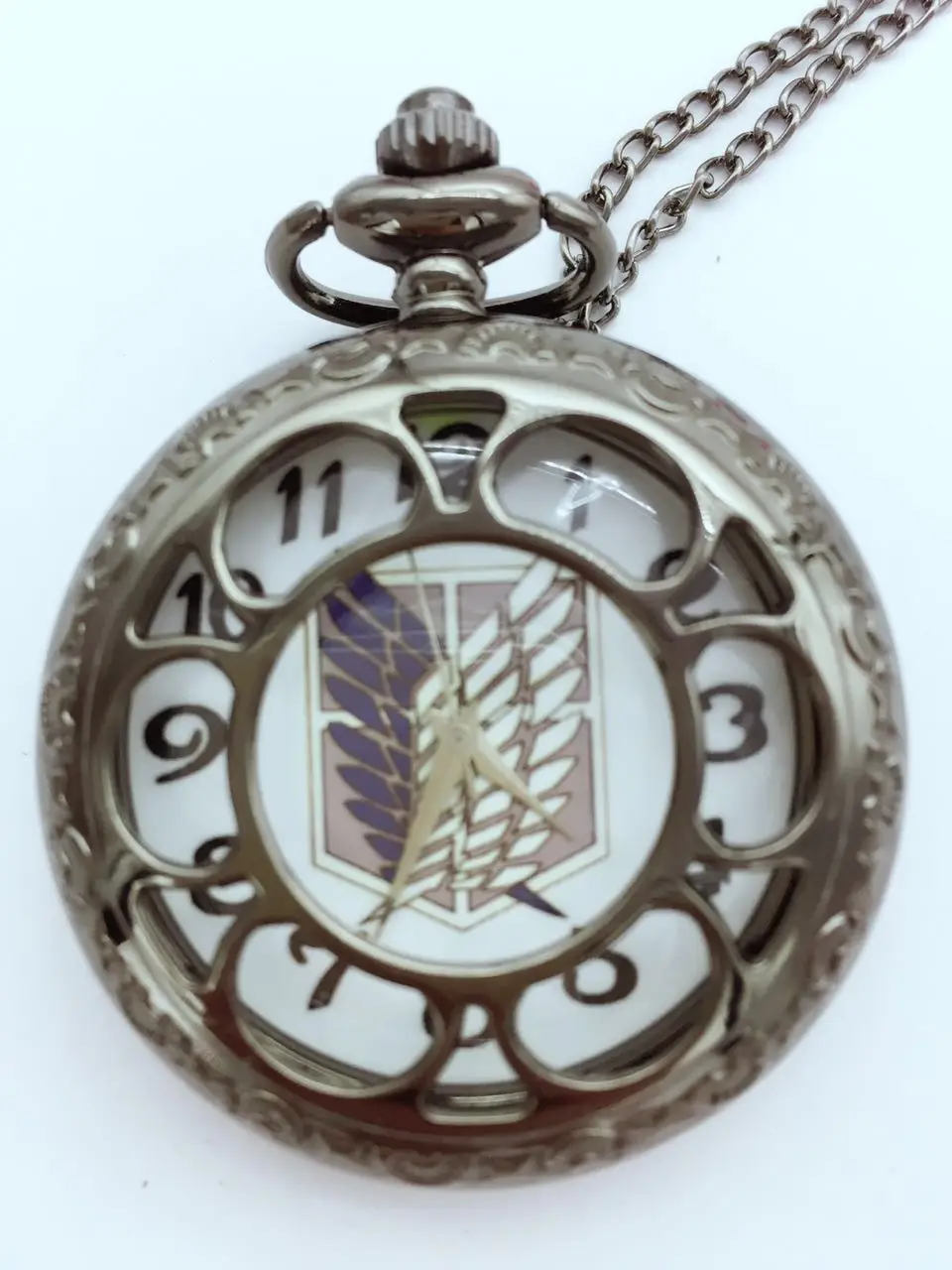 Vintage black sunflower Attack on Titan Hollow out Modern clock Necklace pocket watches gift