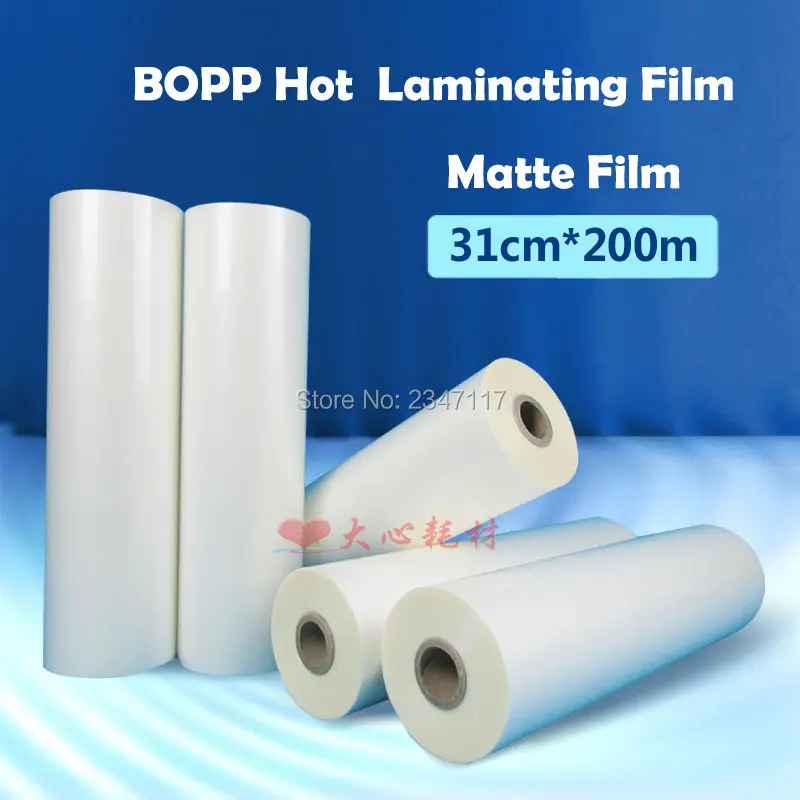 Film de stratification à chaud en Satin mat, 16 micros, 310mm x 200M, 1mil, noyau de 1 ", bobp pour plastifieuse en rouleau, 1 pièce