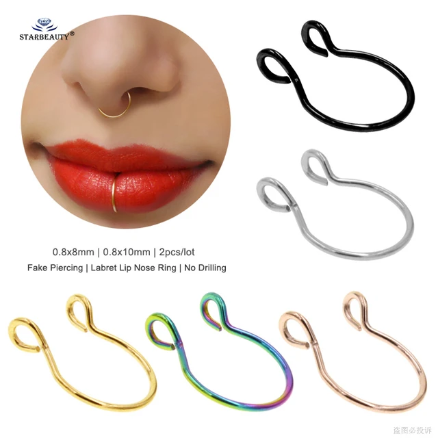 Nostril Septum Piercing Rings Nostril Piercing Hoop Lips 2pcs U Fake Nose Ring Aliexpress