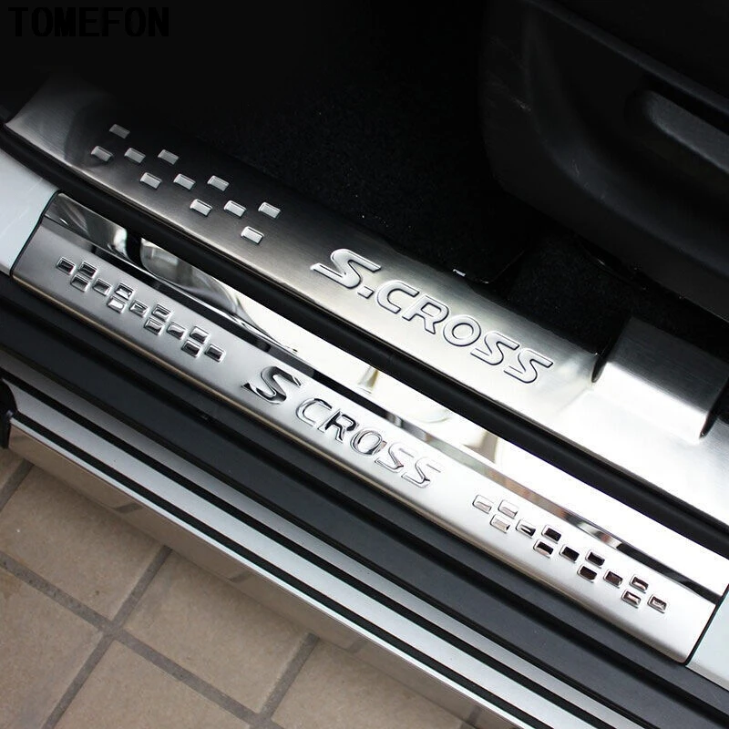 For Suzuki Sx4 S-Cross 2014-2017 Stainless Steel door Sill Protector Pedal Welcome Plate Car External Accessories Sticker 4 PCS