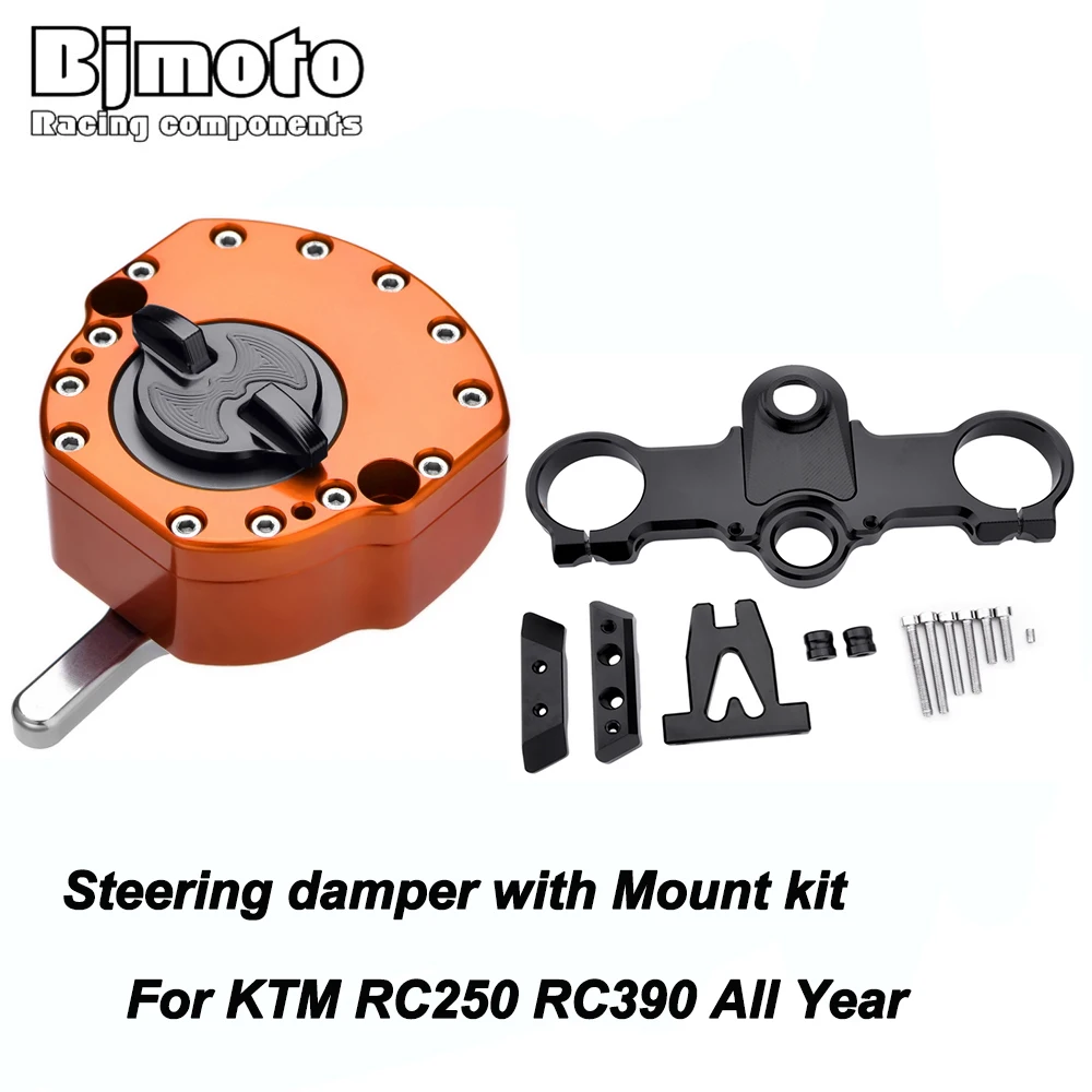 BJMOTO Motorcycle CNC Steering Damper Stabilizer & Mounting Bracket For RC250 RC390 RC 250 390 All Year