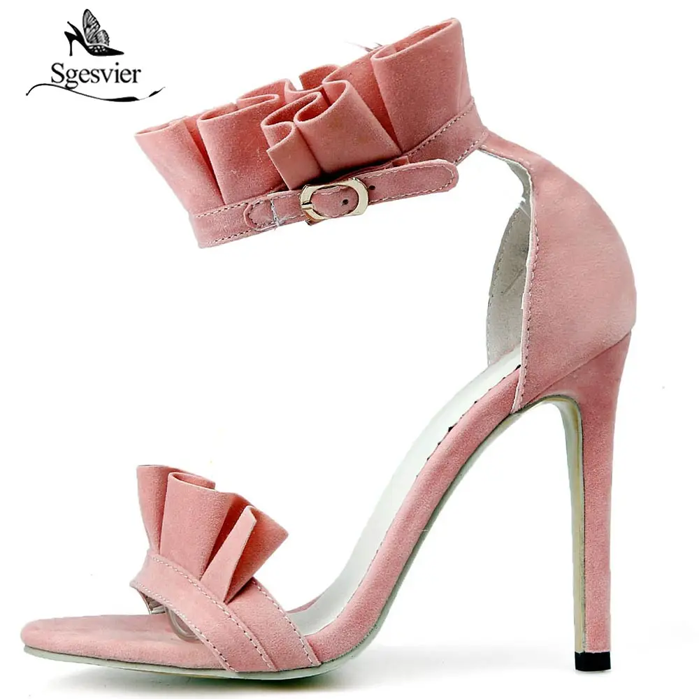 SGESVIER Summer Sexy Women Shoes Open Toe High Heels 10CM Sandals Woman Sandals Thin Heels Party Shoes Female Size 34-52 OX218