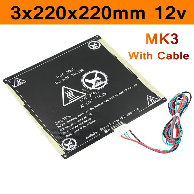 Anet A6 A8 MK3 12V Hotbed Aluminum Heated Bed Upgraded from MK2B & MK2A for Mendel RepRap i3 3D Printer Hot bed with Cable Easy