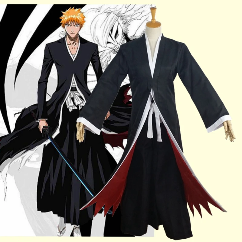 

Аниме Bleach Kurosaki Ichigo Fullbring New Bankai Look Косплей Костюм Хэллоуин карнавал призрак костюм Бесплатная доставка