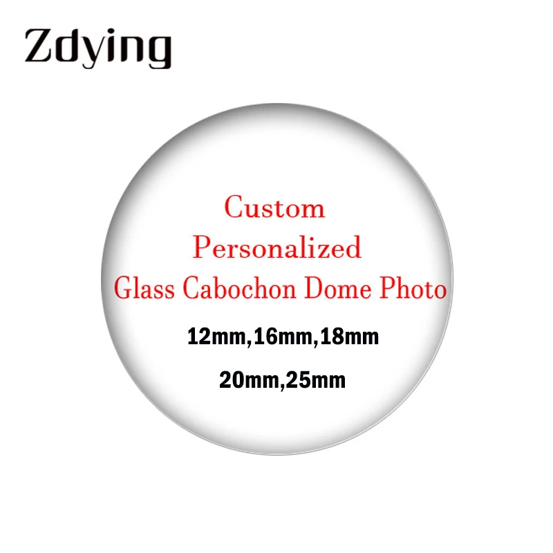 ZDYING Personalized Custom 5pcs/lot Glass Cabochon Photo Dome For Keychain Brooch Earrings Demo Flat Back Jewelry Findings