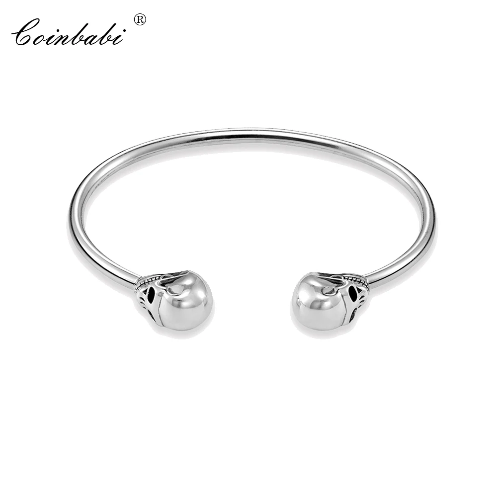 

Bracelets Bangles Skull 925 Sterling Silver Fashion Heart Jewelry For Women Europe Style Rebel Punk Fine Gift