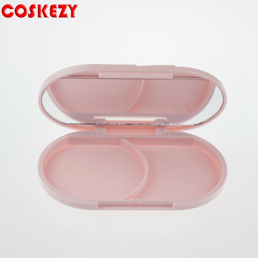 New design empty compact powder container with mirror, Pink rose flowers makeup compact for loose powder