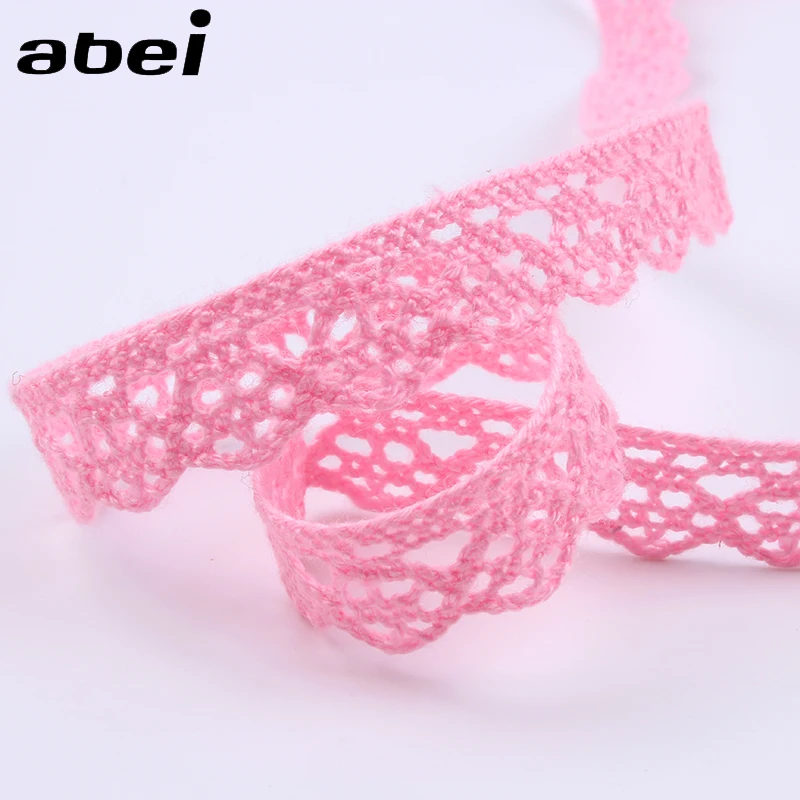 10yards/lot Pink Cotton Lace Trims Diy Material Apparel sewing Accessories Cotton Fabric Ribbon Handmade Patckwork Craft Decors