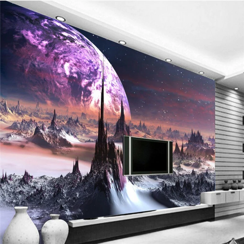 

beibehang Custom Photo Wallpaper Mural Wallpaper Fantasy Space Starlight Mountain TV Wall Background Wallpaper papel de parede