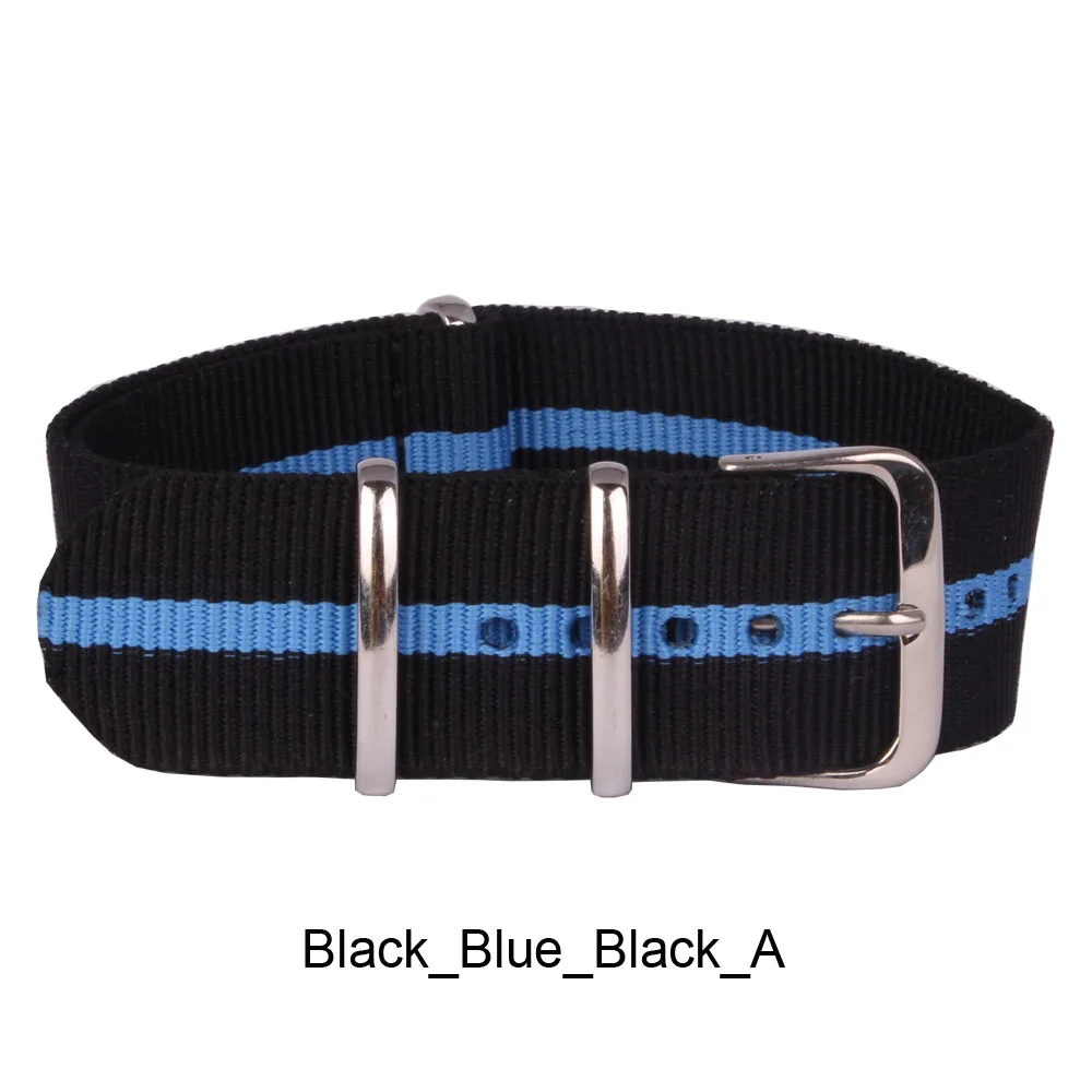 22mm Black/Blue Stripe Cambo watchbands Wholesale Bracelet military Watch Army fabric Nylon Strap Bands Buckle belt 22 mm