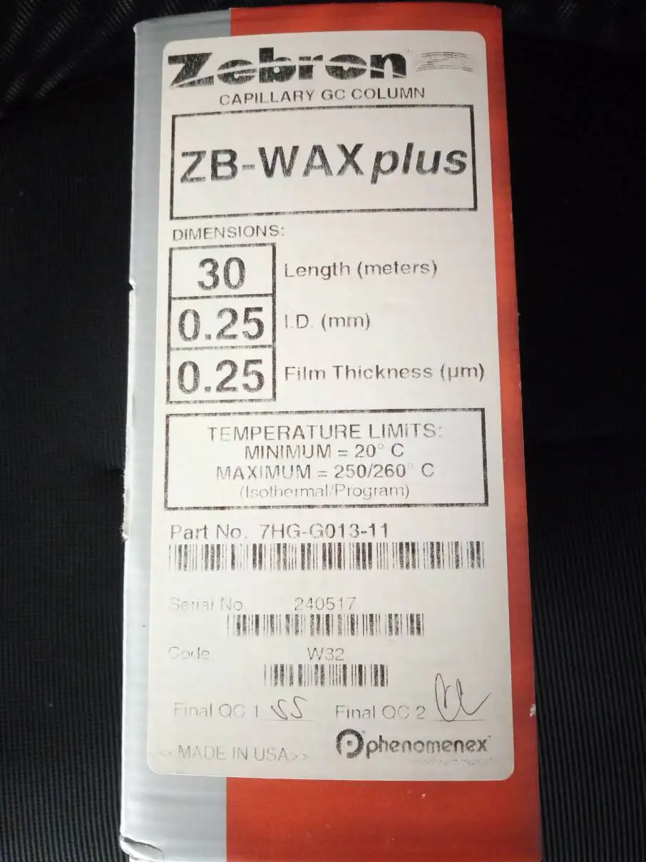 

For ZB-WAXplus Capillary Column 30m x0.25mm x0.25um 7HG-G013-11