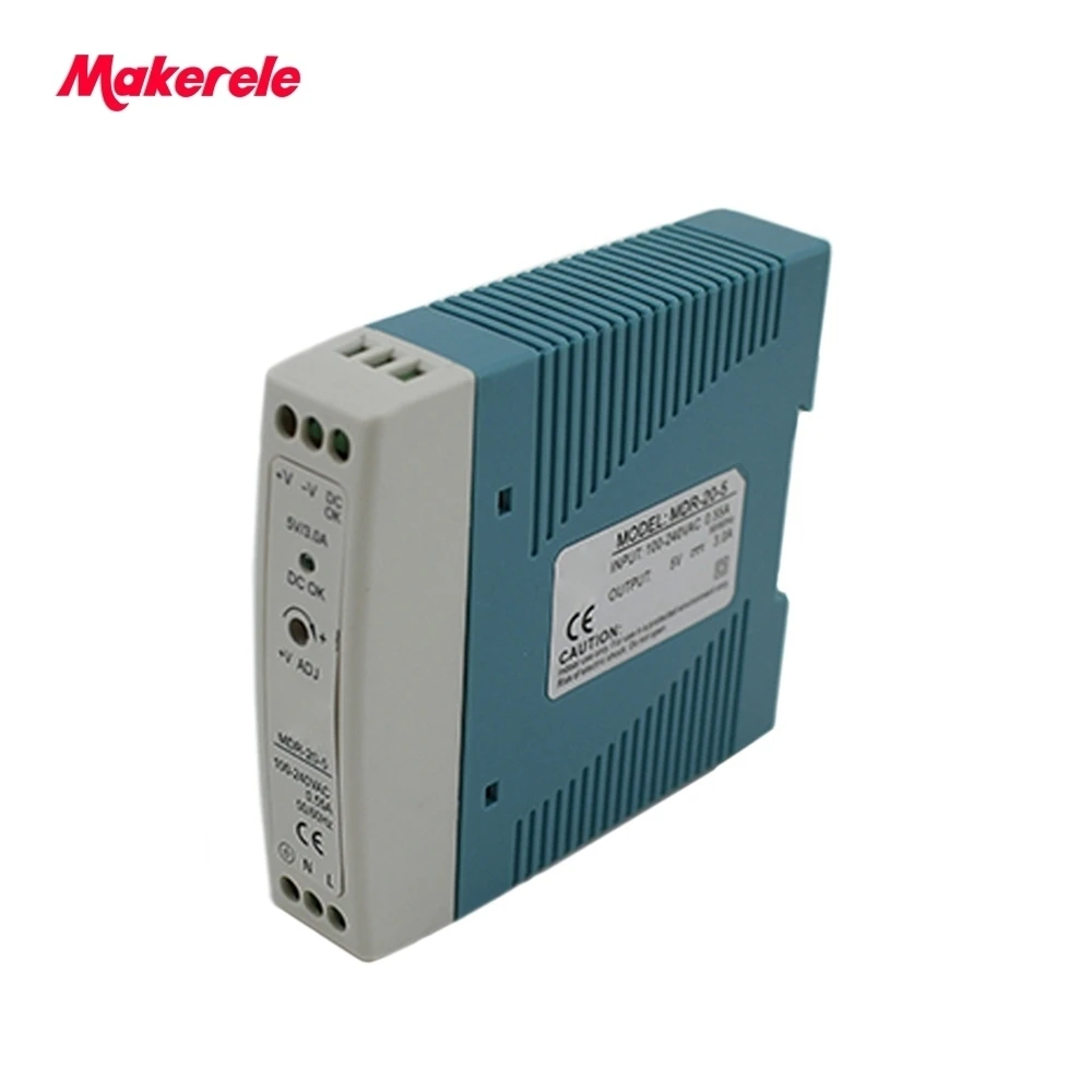 Ac To Dc Single Output Din Rail Mounted Switching Power Supply 20W 5/12/15/24/48V Mdr Series Switched-mode From Maker Electric