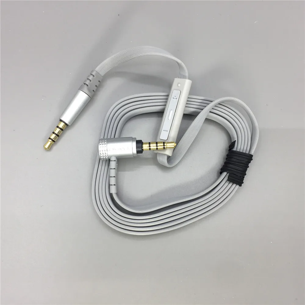 Male to Male 3.5mm Jack Audio Cable With Mic And Volume Change Function Flat AUX Cable Cord for Headphones