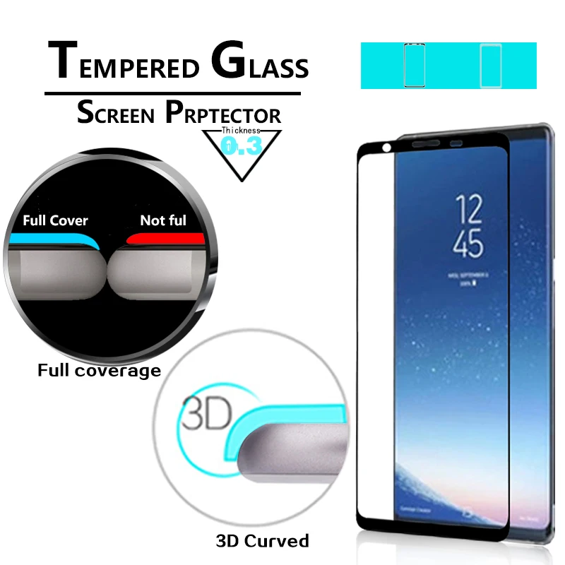 Premium Full Cover 3D Curved Edge Glass film For Samsung Galaxy Note8 SM-N950F Screen protector film tempered glass film