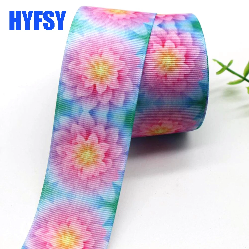 10 Yards 38MM Flowers Ribbon DIY Hand Bows Gift Wrapping Grosgrain Ribbons Headwear Colorful Clothing Accessories