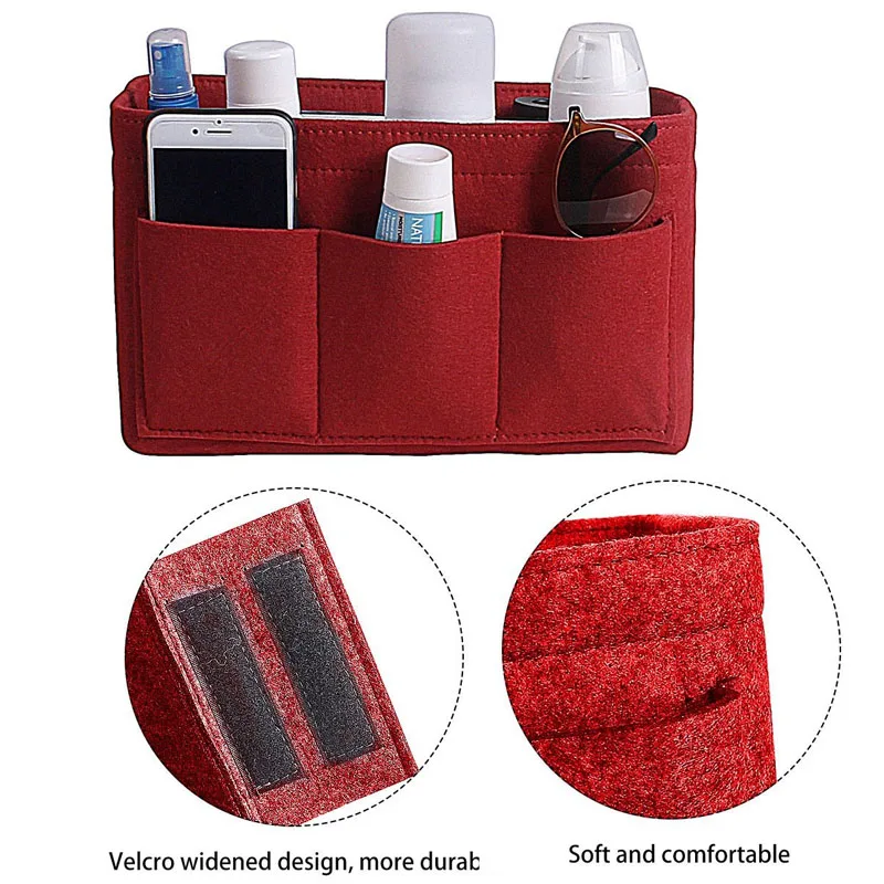 Modische Damentasche, Kosmetiktaschen und Make-up-Organizer, Filz-Einsatztasche für Handtasche, Filz-Stoff-Innentasche, passend für verschiedene Markentaschen – Detail 7
