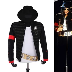 Rare PUNK  Formal dress Classic England Style MJ MICHAEL JACKSON Costume Military Jacket Belt Hat For Fans Imitator Best Gift