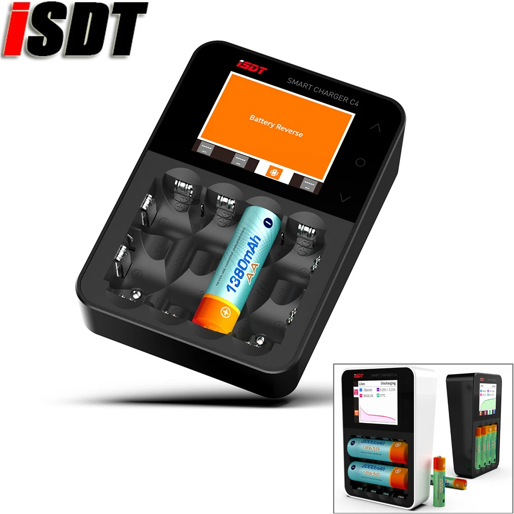 ISDT C4 / C4 EVO 8A Touch Screen Smart Battery Charger Screen With USB Output For 18650 26650 AA AAA Battery For RC Mode