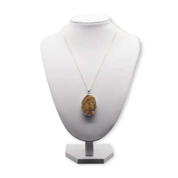 Natural tiger eye original stone gilt edge pendant necklace oval-shaped oblong water drop