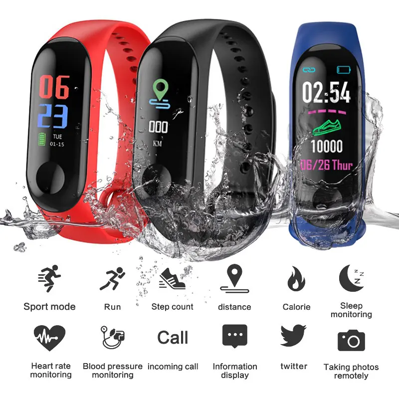 

M3 Plus Smart Sport Bracelet Band Heart Rate Blood Pressure Fitness Tracker Smartwatch Android IOS Reloj Inteligente Smartband