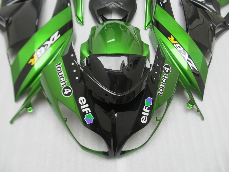 Free customize Fairing kits for Kawasaki ZX 6R 2009 2010 2011 2012 NINJA zx6r 09-12 green black ABS motorcycle fairings set VB20