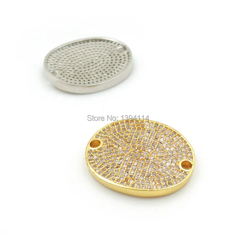 23*20*2mm Micro Pave Clear CZ Oval Connector Fit For Women As DIY Bracelets Accessory