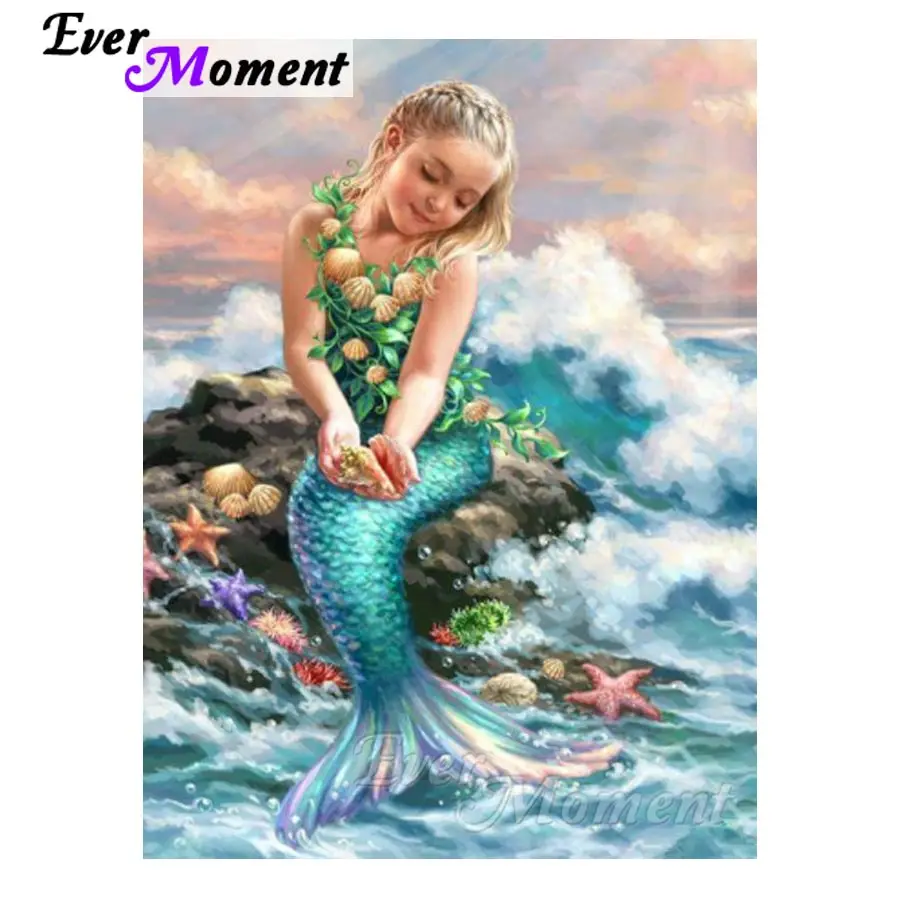 

Ever Moment DIY Diamond Embroidery Mermaid Diamond Mosaic Full Square Drills Artwork Home Decoration Diamond Painting ASF1156