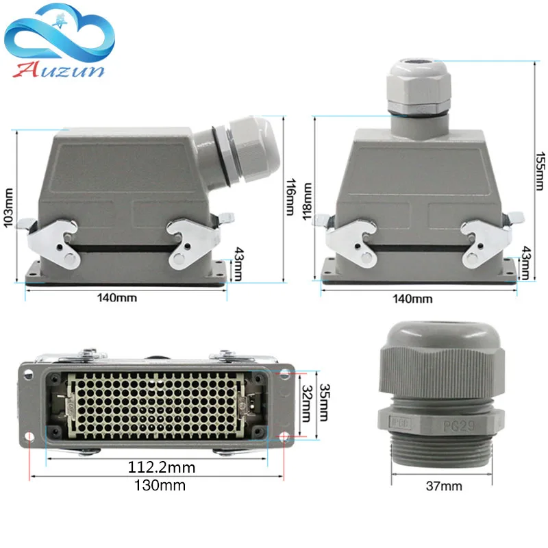 Hochleistungs-Crimpterminal-Steckverbinder mit 108 Kernstiften, rechteckiger Stecker HDC-HDD-108, industrielle wasserdichte Steckdose 10A/250V – Detail 6