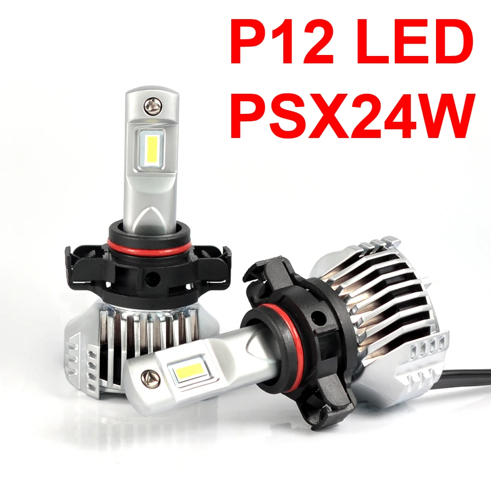 

1 Set PSX24W P12 Car LED Headlight Super Bright 0.72MM NO Blind Area W/ External Driver Front Lamps Bulbs 6K White 90W 13000LM