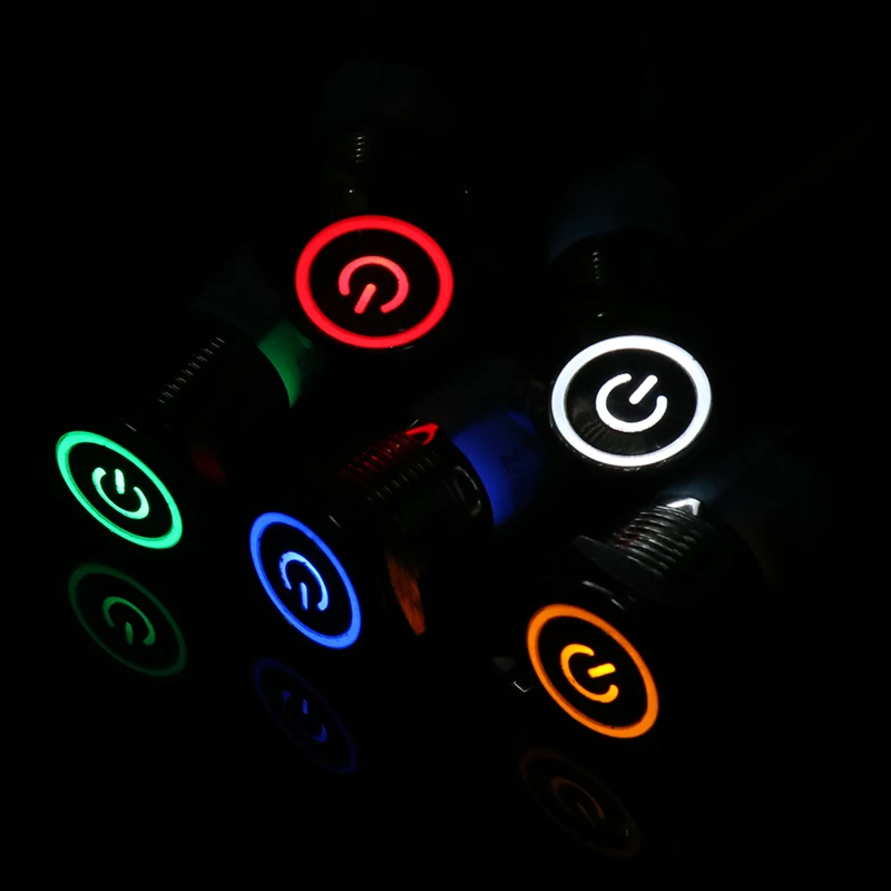 16mm red blue yellow green white Light Hot Car Auto Metal LED Power Push Button Switch Self locking Type On-off 5V 12V 220V